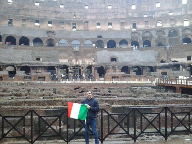 Breno Imenez no Coliseu em Roma. Foto: Arquivo Pessoal