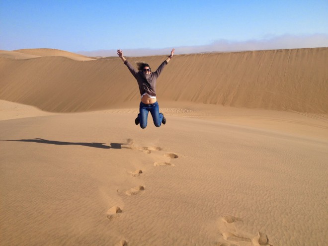 De braços abertos para a vida. Deserto da Namíbia. Arquivo Pessoal