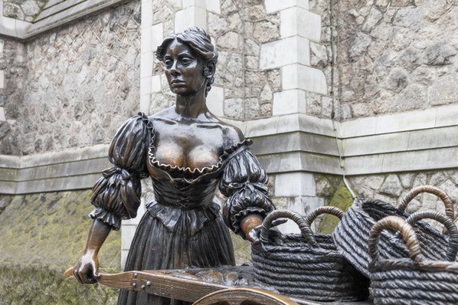 Molly Malone é uma personagem do folclore irlandês, tema de uma música que todos os dias é tocada nos pubs de Dublin. Foto: Giancarlo Liguori