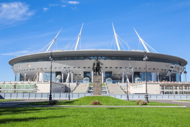 Estádio Krestovsky, em St. Petersburg, vai abrigar jogo do Brasil Foto: Galina Ermolaeva/Dreamstime