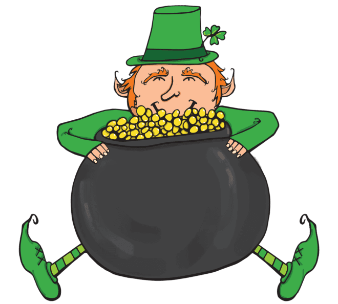 desenho de um leprechaun, o duende irlandês