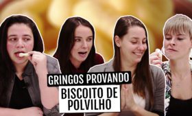 Gringos provando biscoito de polvilho