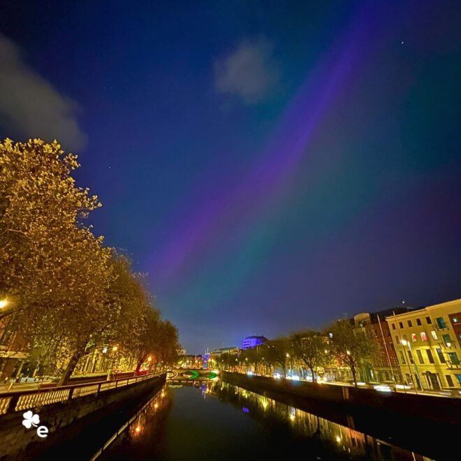 Aurora Boreal pôde ser vista no centro de Dublin. Foto: Rubinho Vitti